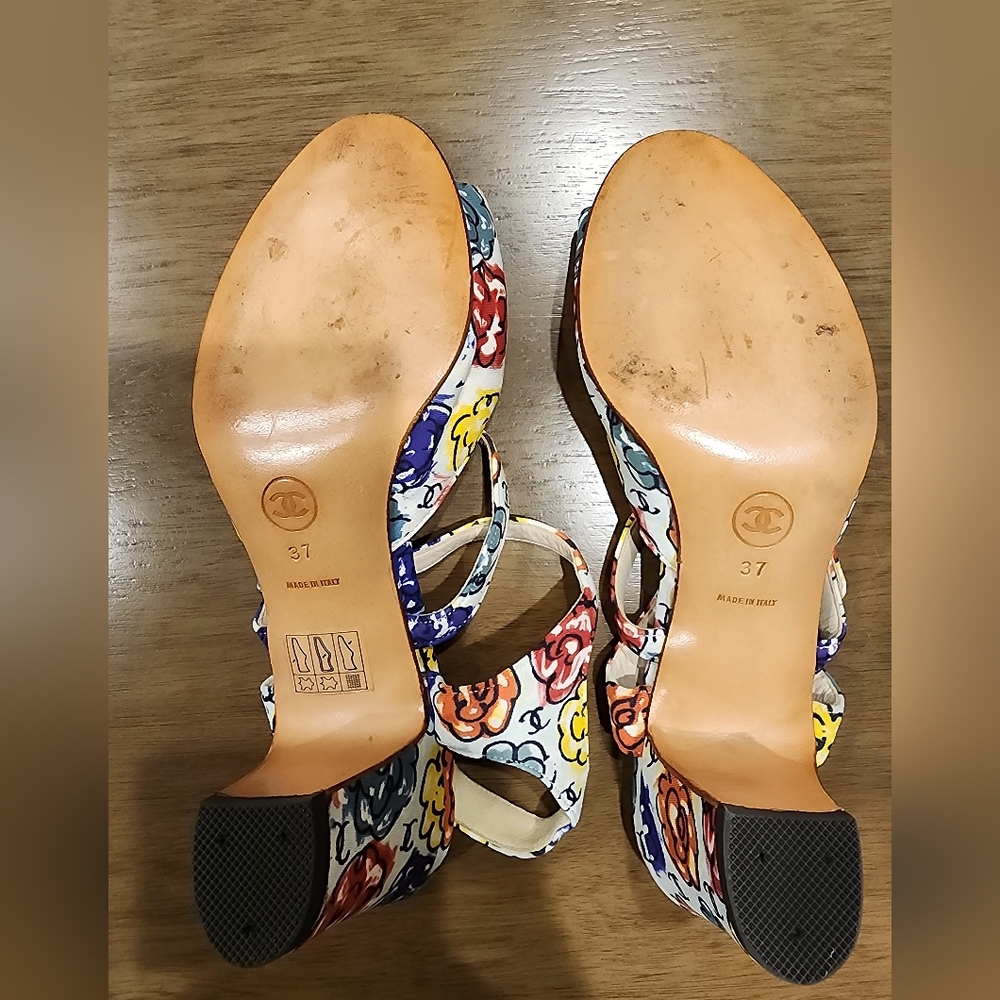 Vintage Chanel Floral Heels Size 37 - Picture 6 of 14